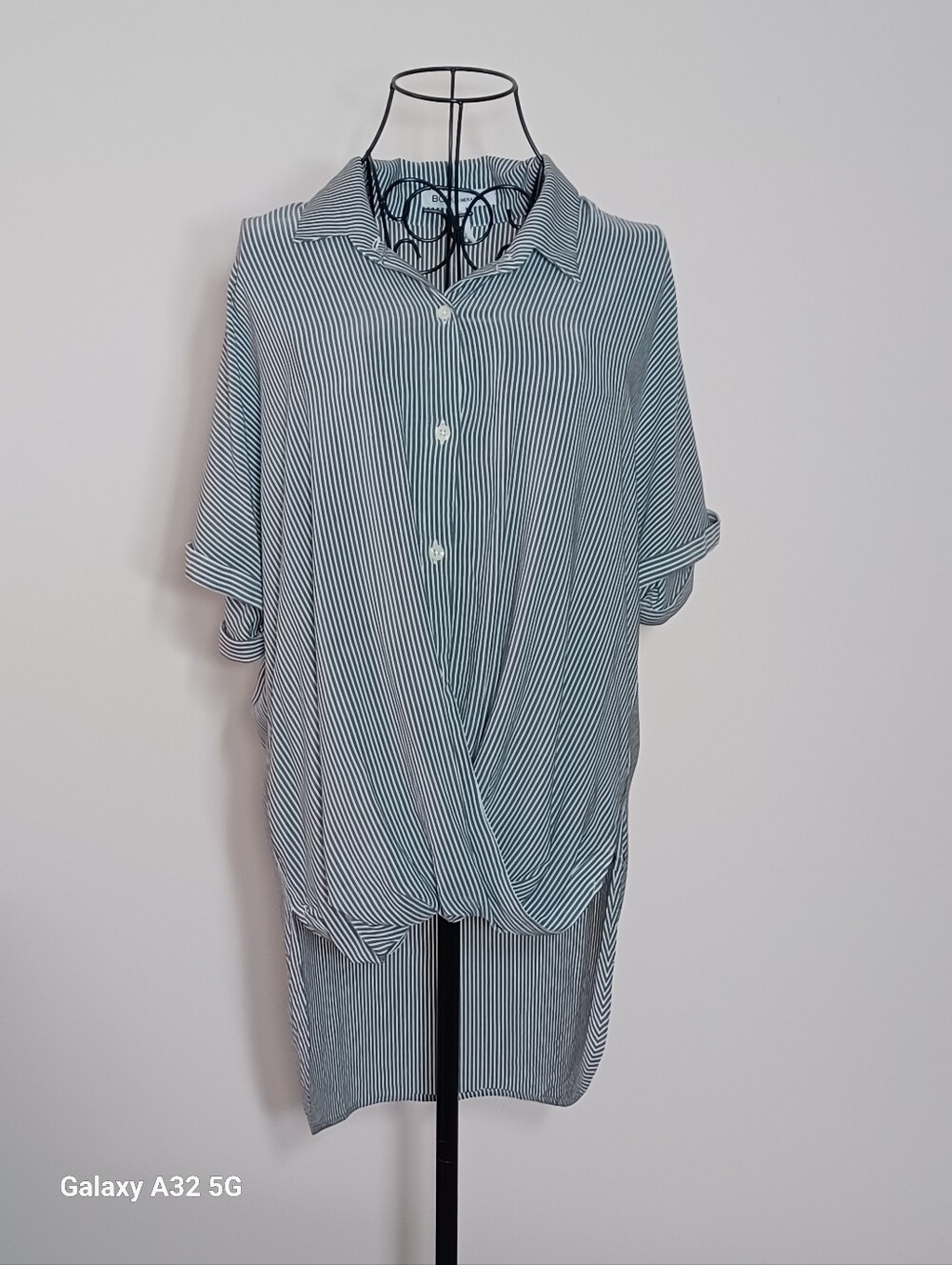 BCBGeneration Striped Twist Front High-Low Blouse - Size L